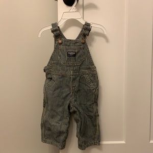 Baby boy blue & white stripe overalls - size 9 month